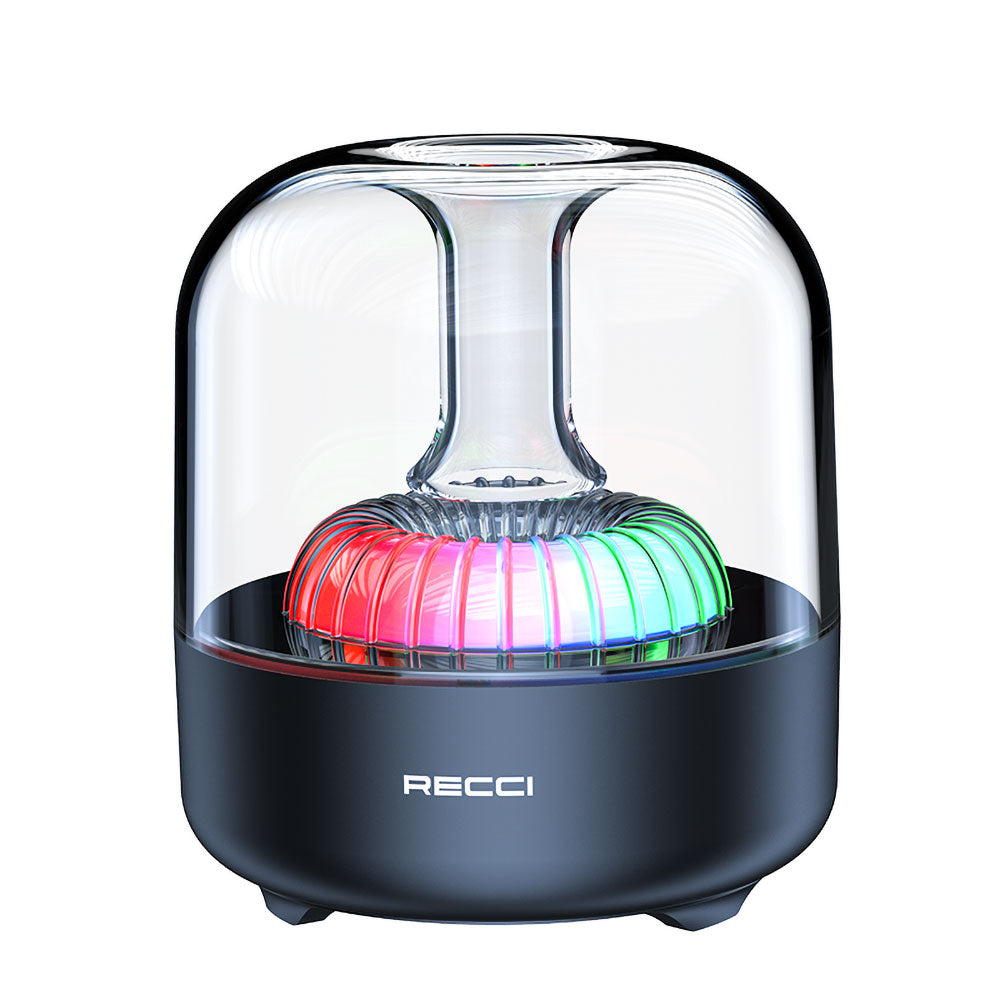 Recci RSK-W31 Amber Serisi FM/TF/AUX Hi-Fi RGB Işıklı Wireless Bluetooth 5.0 Speaker Hoparlör 5W 500mAh Siyah