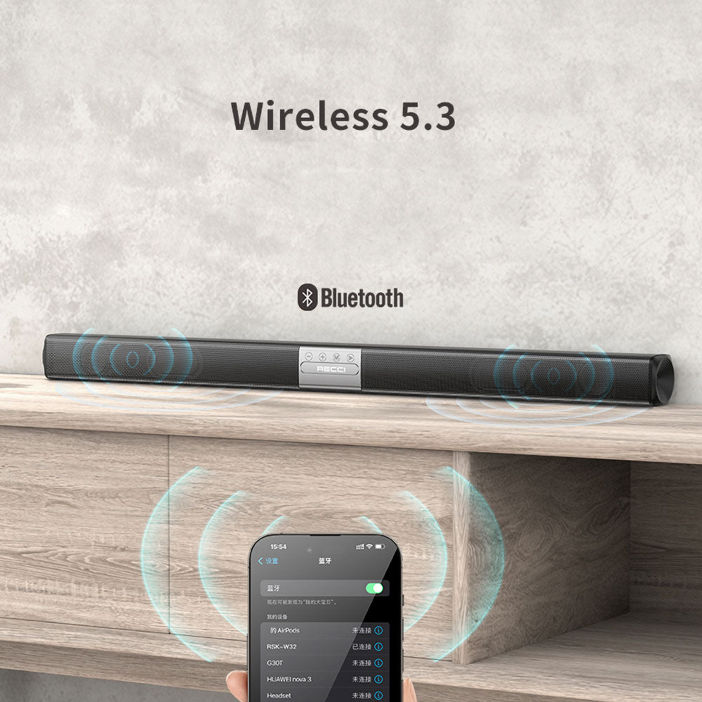 Recci RSK-W32 Bach Serisi Hi-Fi Akıllı Wireless Bluetooth 5.3 Speaker Hoparlör 10W 1500mAh Siyah