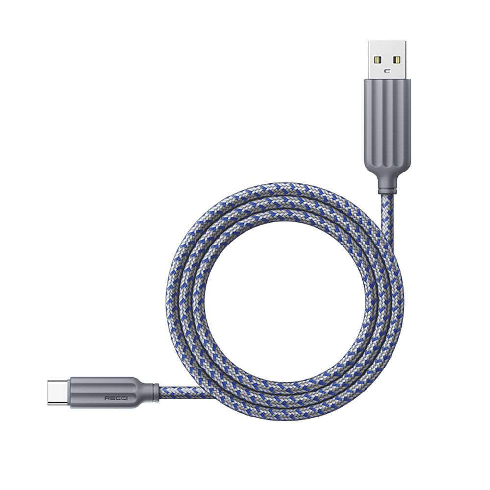 Recci RTC-N23C 3A Hızlı Şarj Özellikli Type-C to USB-A Kablo 1M Gri