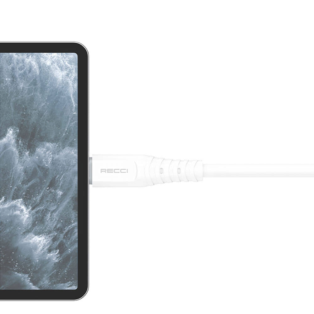 Recci RTC-P09CC Silicone Serisi 65W Hızlı Şarj Özellikli Type-C To Type-C PD Kablo 1.5M Beyaz