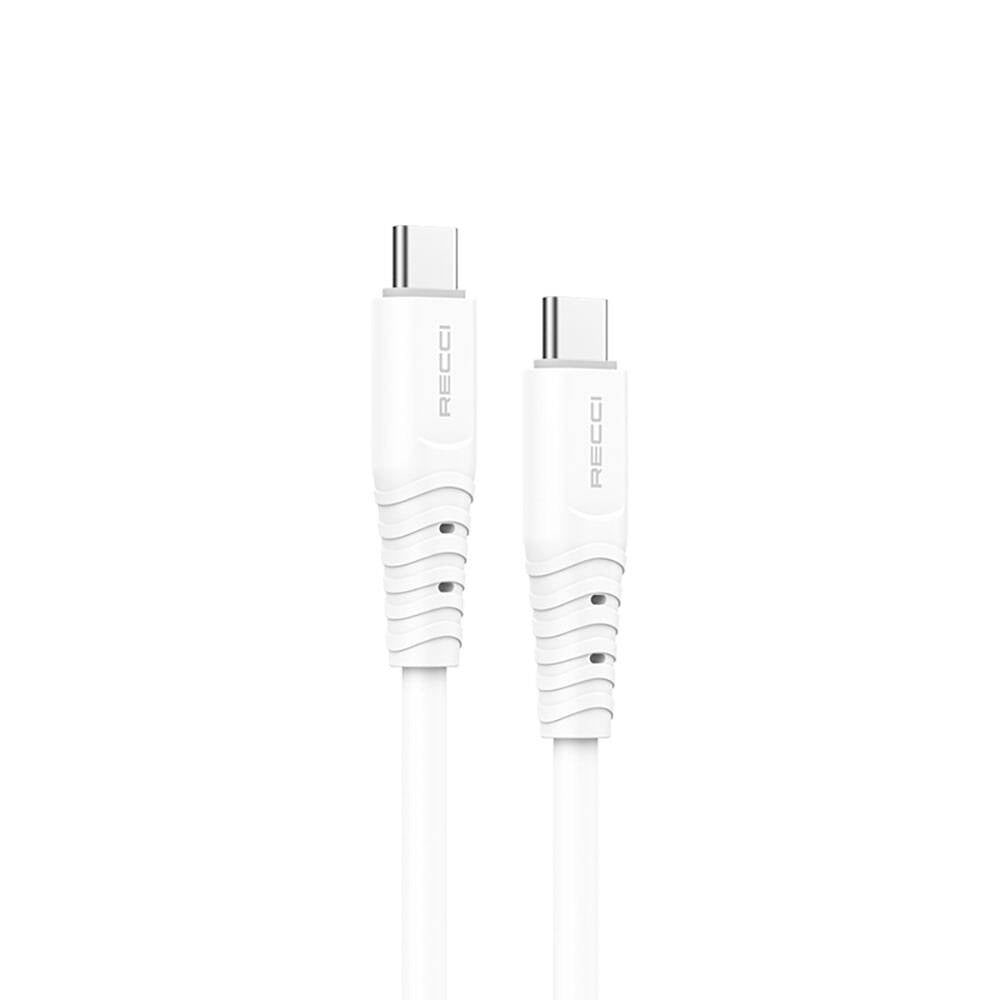 Recci RTC-P09CC Silicone Serisi 65W Hızlı Şarj Özellikli Type-C To Type-C PD Kablo 1.5M Beyaz