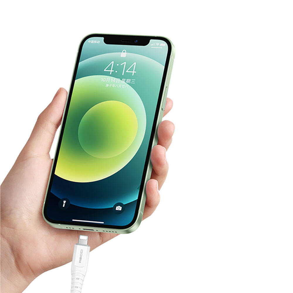 Recci RTC-P09CL Silicone Serisi 20W Hızlı Şarj Özellikli Type-C To Lightning PD Kablo 1.5M Beyaz