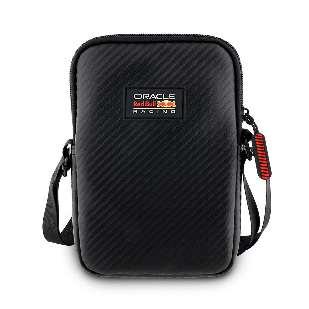 Redbull Orjinal Lisanslı PU Karbon Fiber Tasarımlı Çapraz Vücut Aksesuar Çantası Siyah