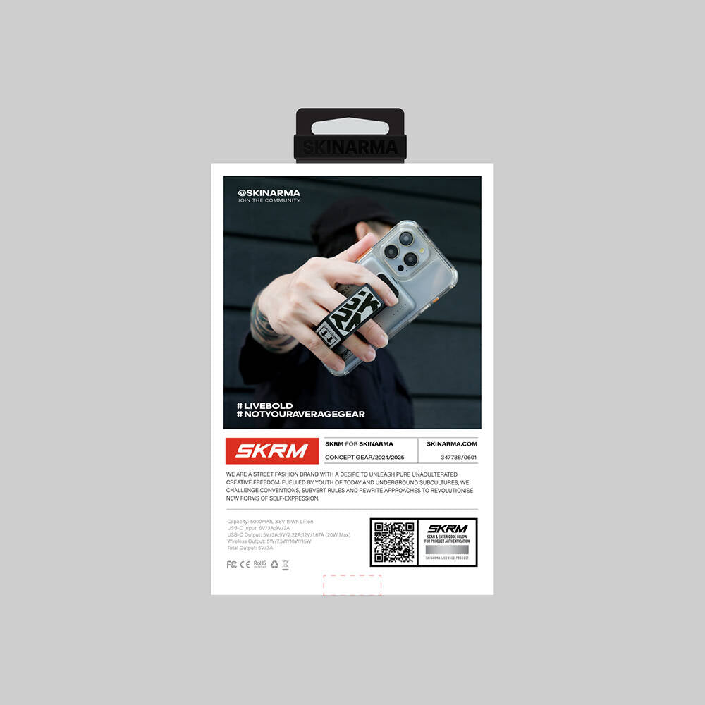 SkinArma Kira Kobai Holografik Tasarımlı Standlı Wireless ve PD Hızlı Şarj Özellikli Powerbank 15W 5000mAh Siyah