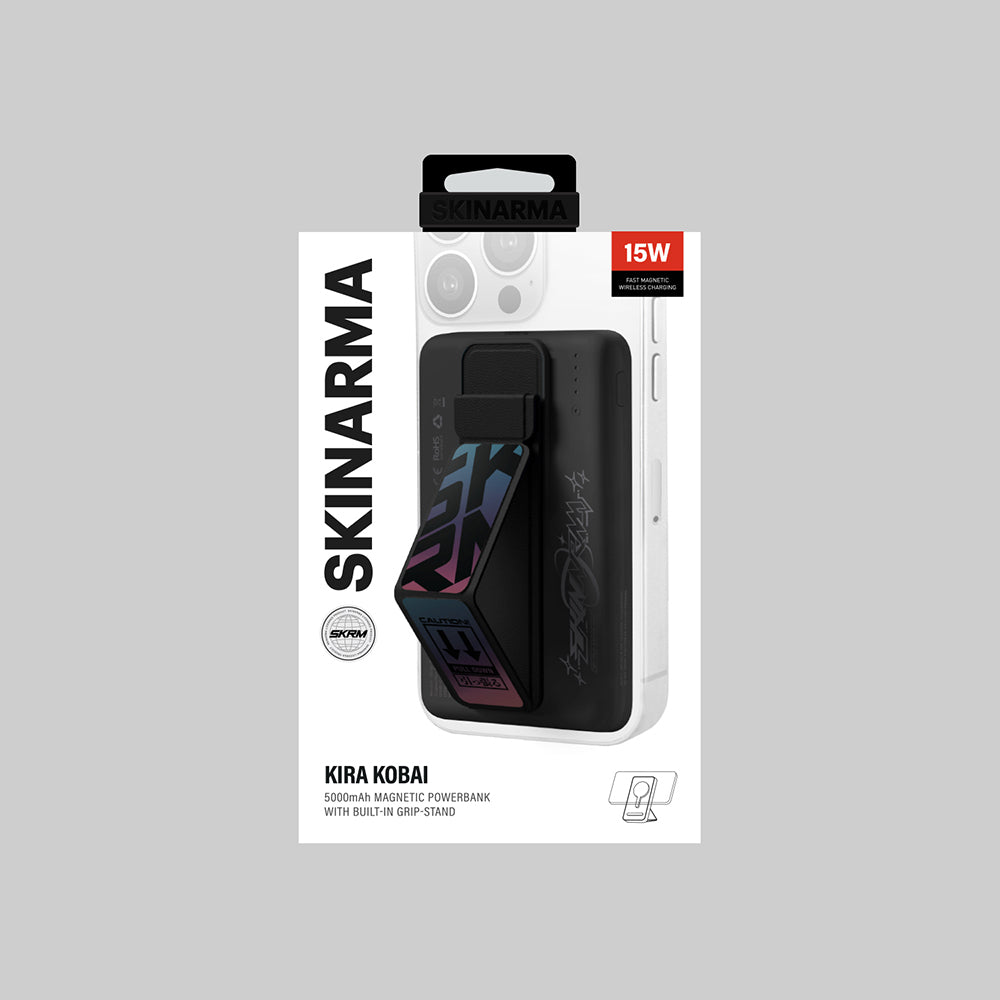 SkinArma Kira Kobai Holografik Tasarımlı Standlı Wireless ve PD Hızlı Şarj Özellikli Powerbank 15W 5000mAh Gümüş