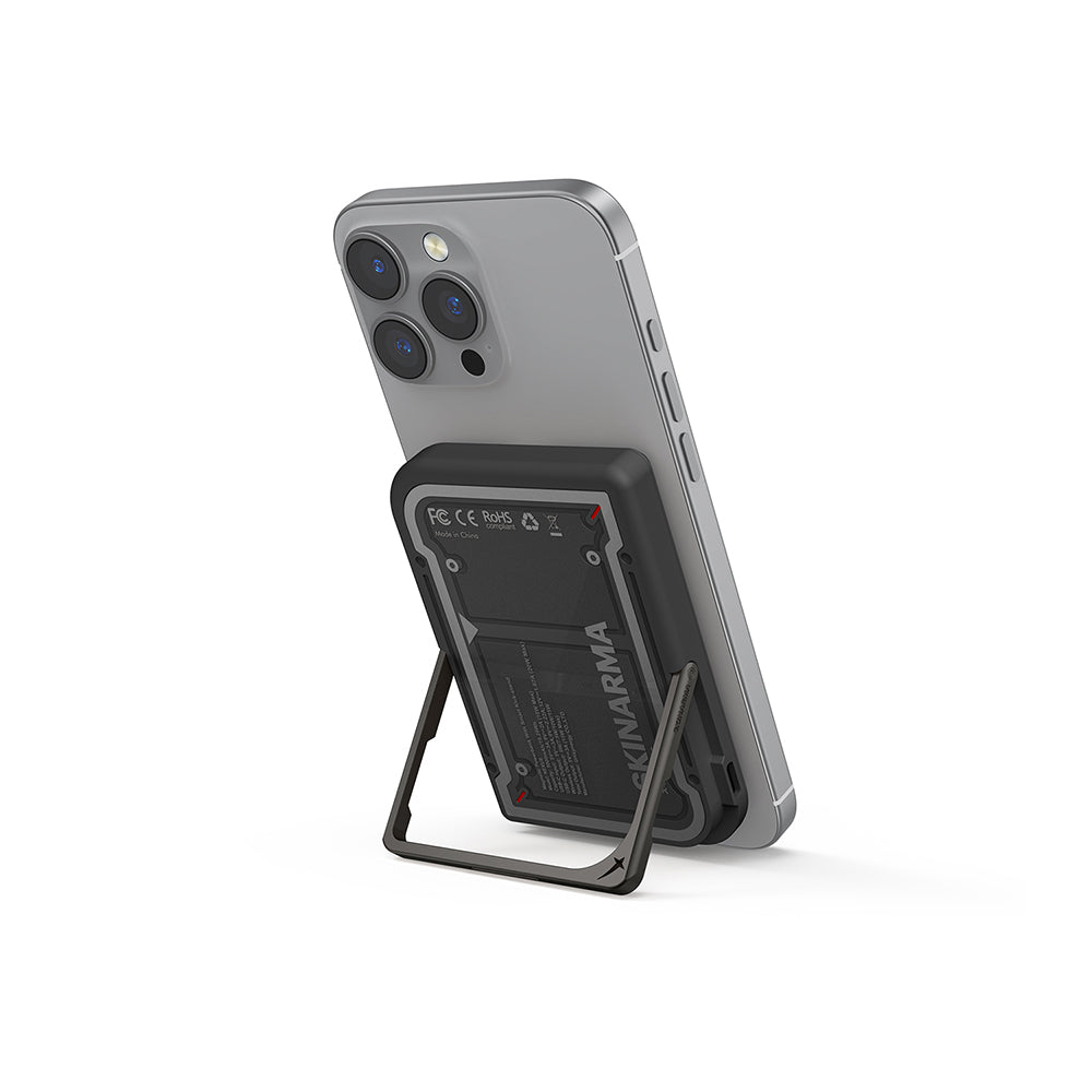 Skinarma Nexus Mecha Kablosuz ve PD Hızlı Şarj Özellikli Metal Standlı Taşınabilir Powerbank 20W 5000mAh Gold