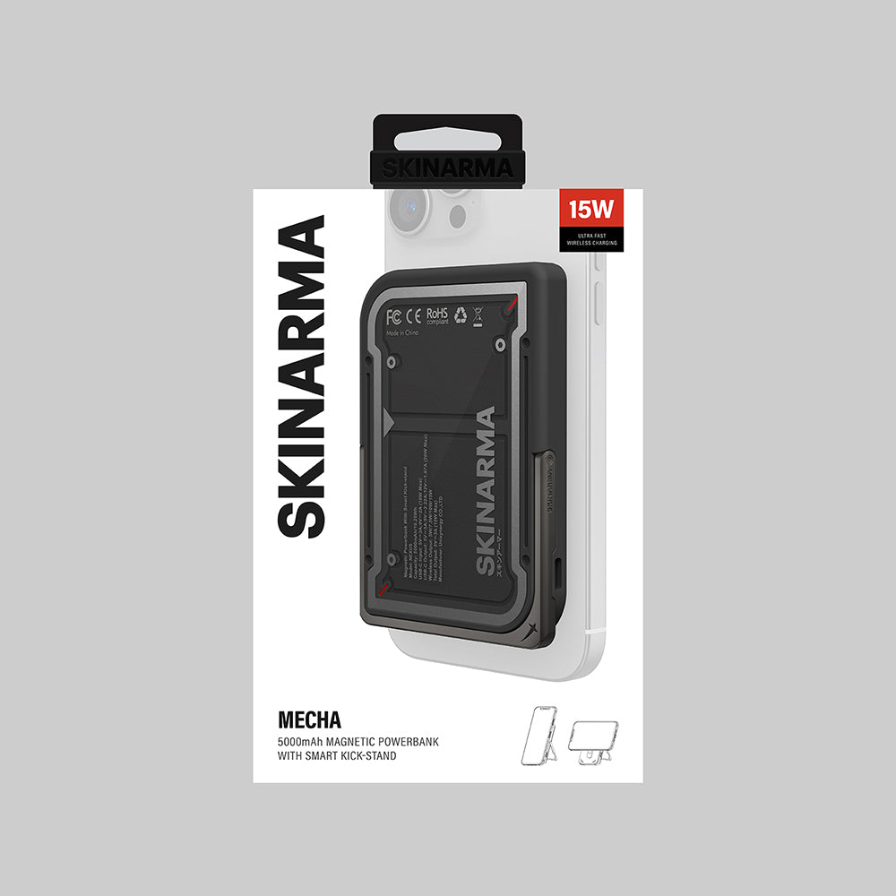 Skinarma Nexus Mecha Kablosuz ve PD Hızlı Şarj Özellikli Metal Standlı Taşınabilir Powerbank 20W 5000mAh Gold