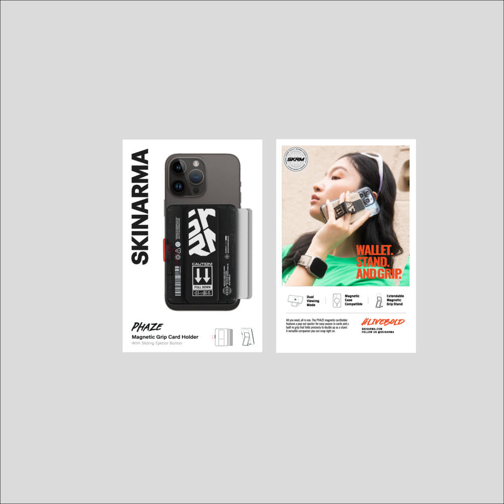 SkinArma Phaze Buton Tasarımlı 2 Hazneli Magnetik Standlı Kartlık Mavi