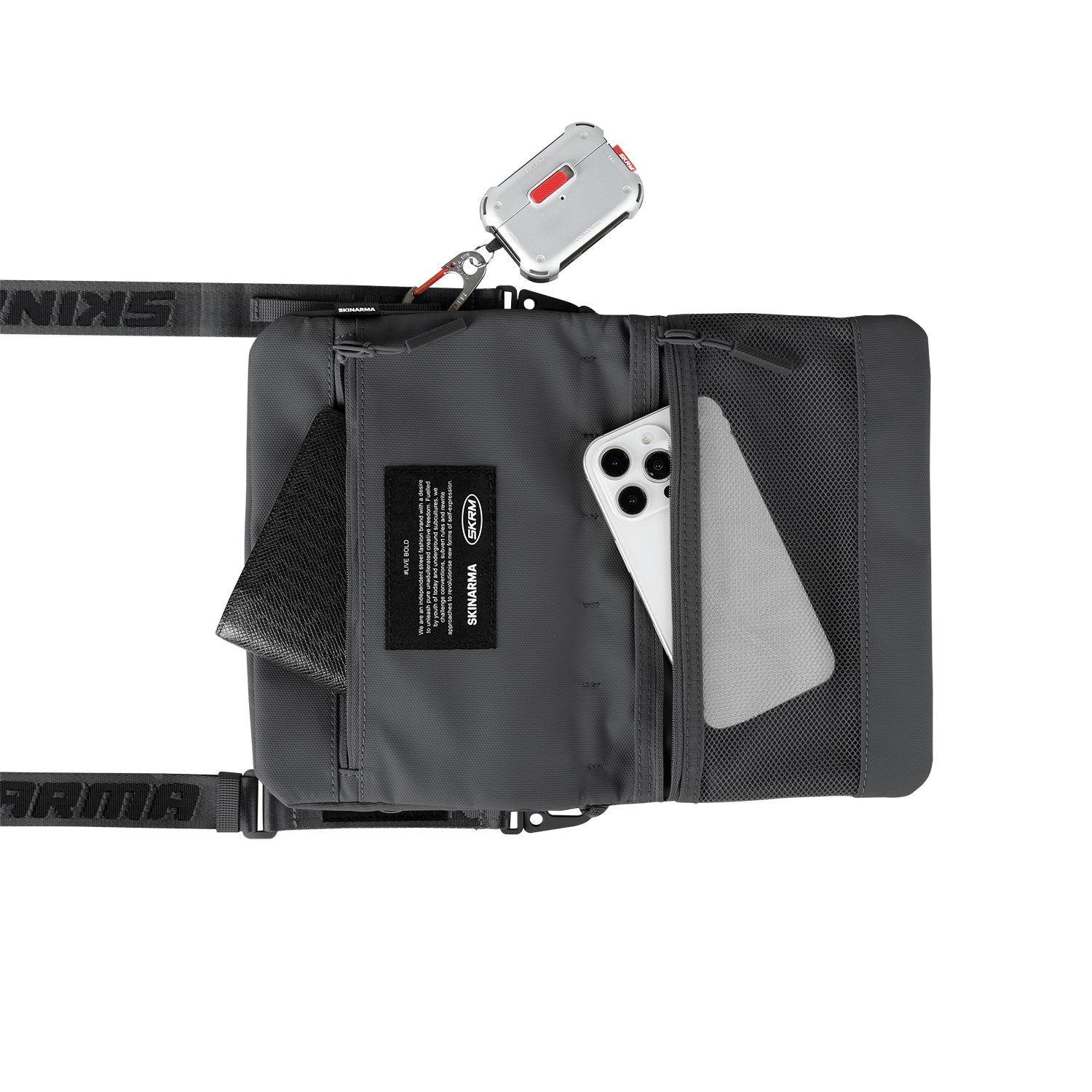 Skinarma Satchel Juno Desenli Naylon Scout Bilek Askı Kayışlı Aksesuar Çantası Mavi