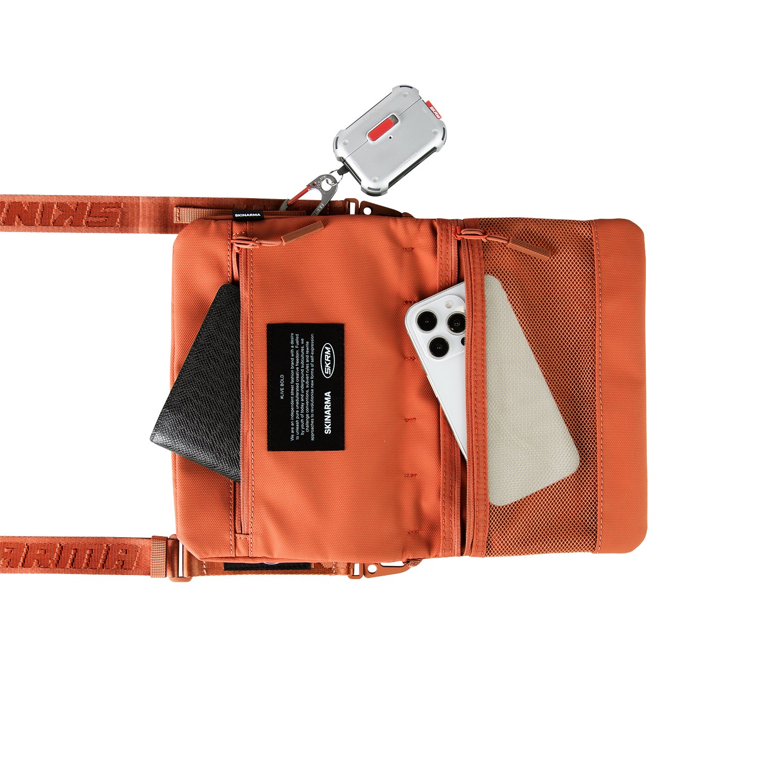 Skinarma Satchel Juno Desenli Naylon Scout Bilek Askı Kayışlı Aksesuar Çantası Haki