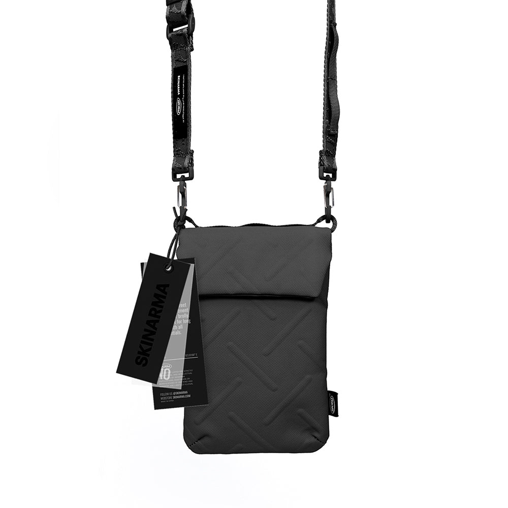 Skinarma Sling Pouch Juno Cross-Hatch Desenli Naylon Scout Boyun Askı Kayışlı Çapraz Vücut Çantası Turuncu