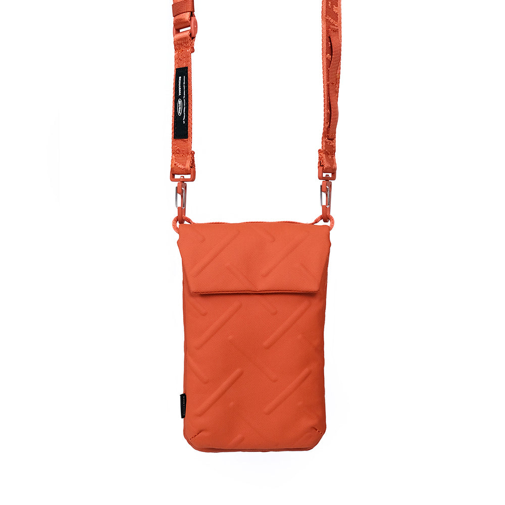 Skinarma Sling Pouch Juno Cross-Hatch Desenli Naylon Scout Boyun Askı Kayışlı Çapraz Vücut Çantası Turuncu
