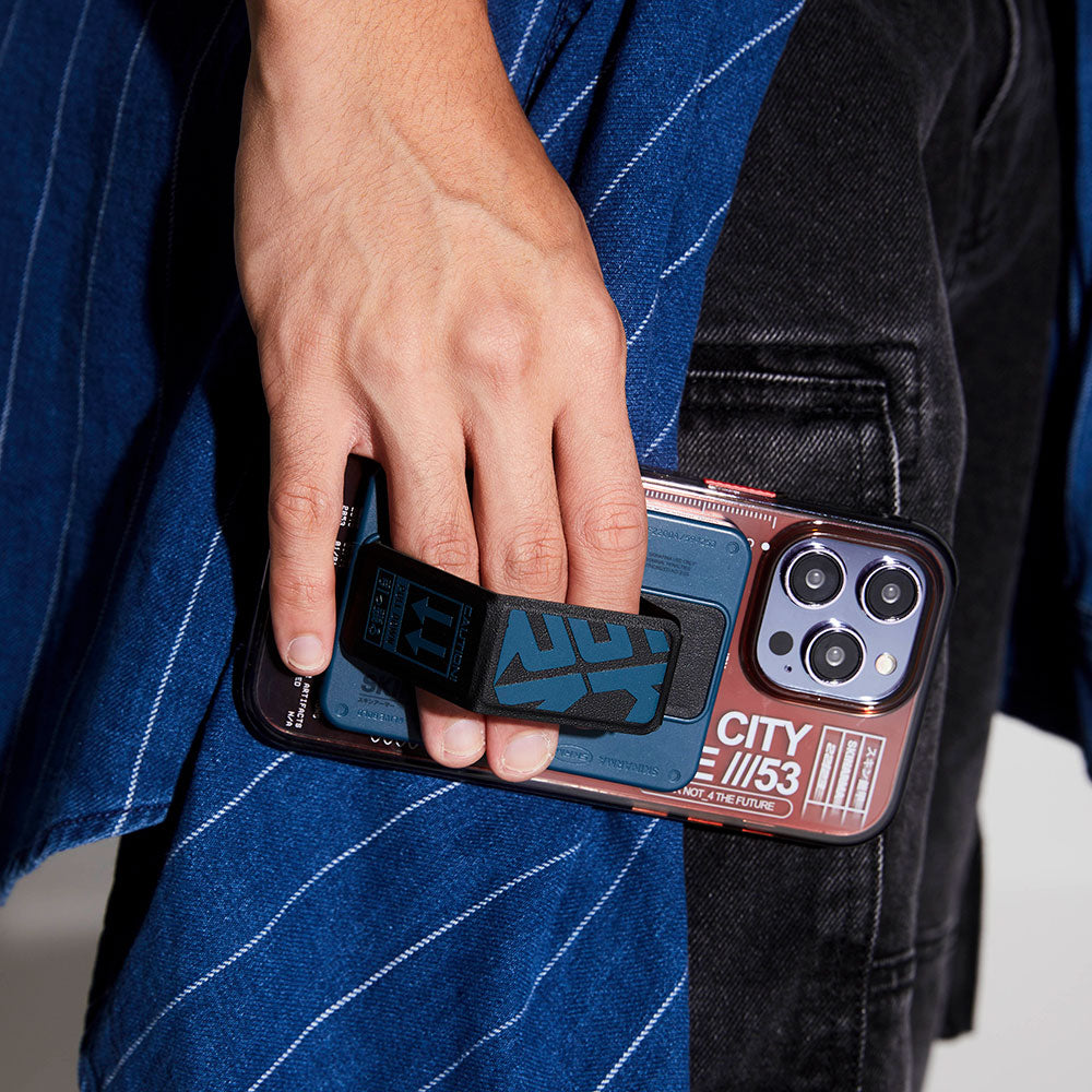 SkinArma Spunk Serisi Standlı PU Deri Kartlık Mavi