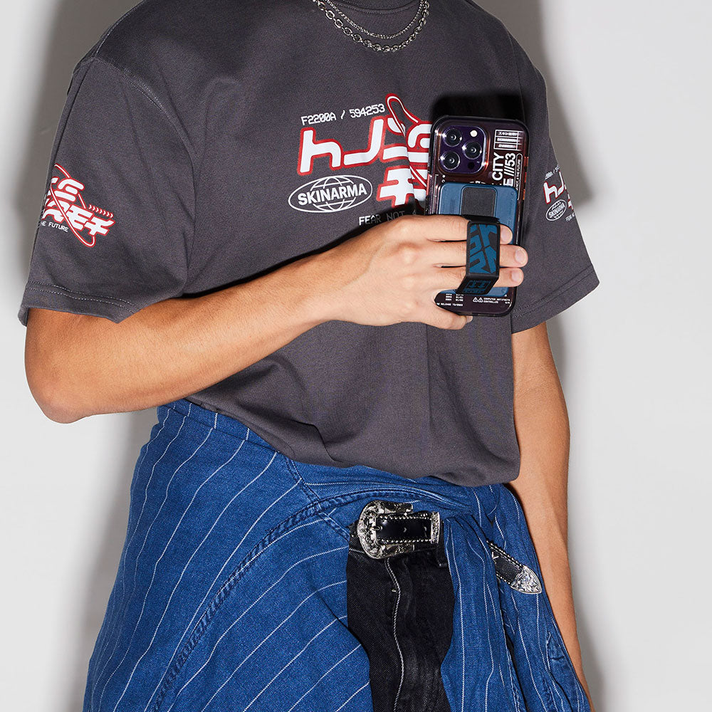 SkinArma Spunk Serisi Standlı PU Deri Kartlık Mavi