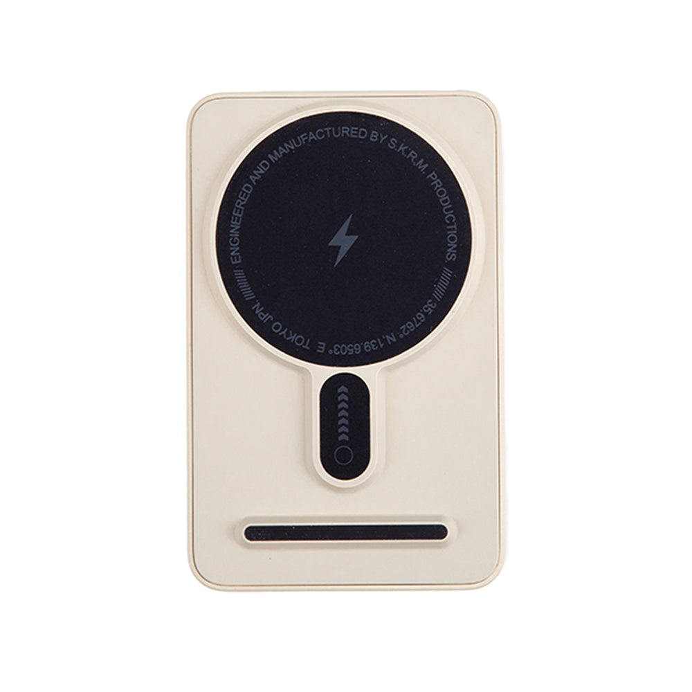 SkinArma Spunk Taşınabilir Wireless Şarj ve PD Hızlı Şarj Özellikli Powerbank 15W 5000mAh Krem