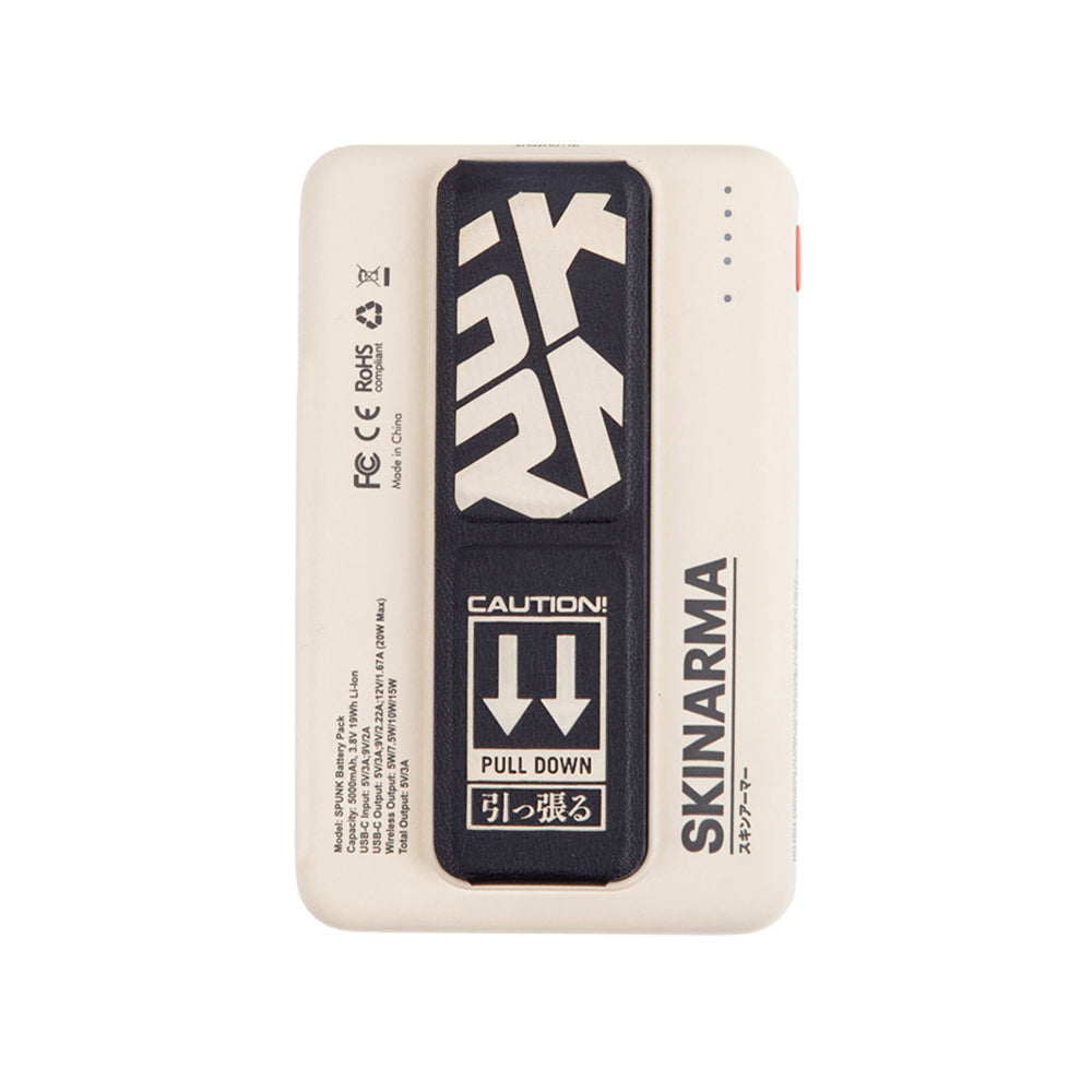 SkinArma Spunk Taşınabilir Wireless Şarj ve PD Hızlı Şarj Özellikli Powerbank 15W 5000mAh Krem