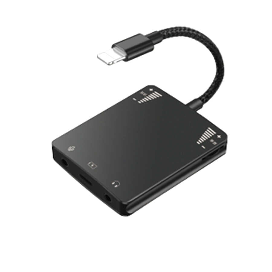 Wiwu 3 in 1 Live Broadcast Lightning Ses Adaptörü Siyah