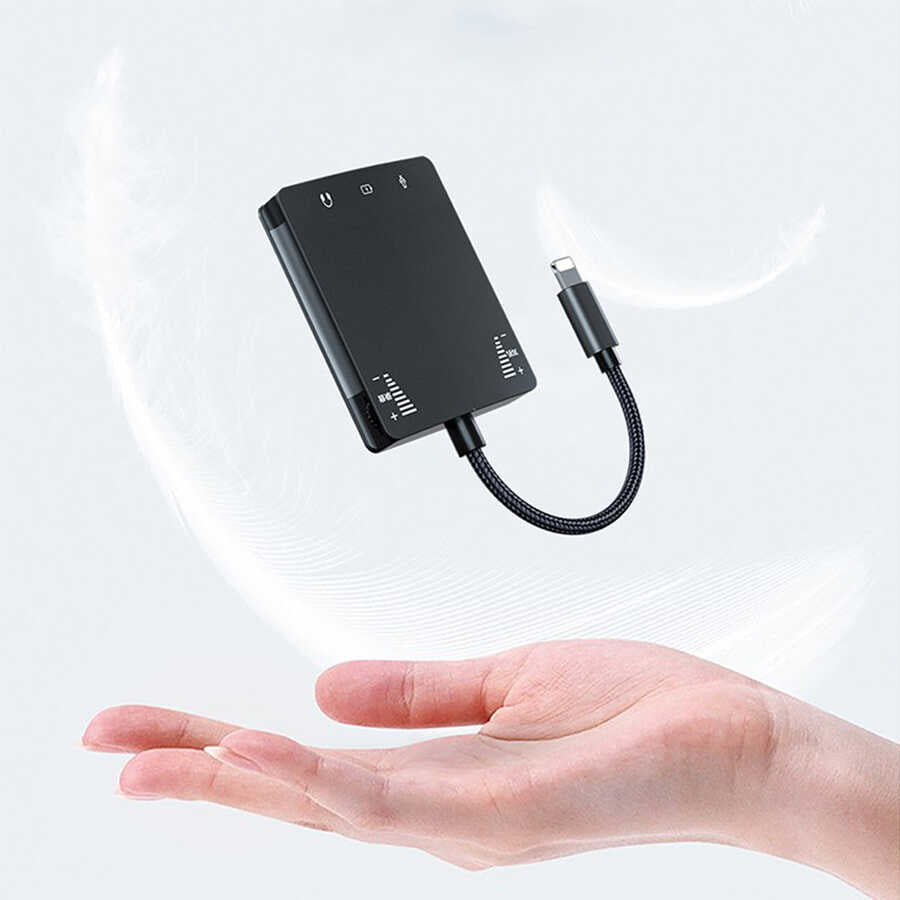 Wiwu 3 in 1 Live Broadcast Lightning Ses Adaptörü Siyah