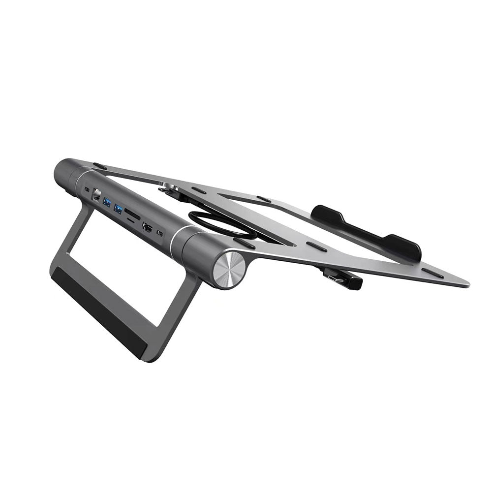 Wiwu A821CH 8in1 Hub Bağlantı İstasyonlu Notebook Laptop Standı PD3.0/USB3.0/RJ45 (1000Mbps)/SD/TF/HDMI (4K@30Hz) Gri