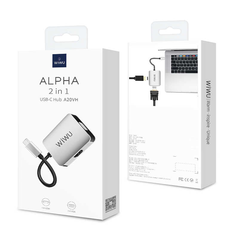 Wiwu Alpha A20VH 2 in 1 Type-C Hub Gri