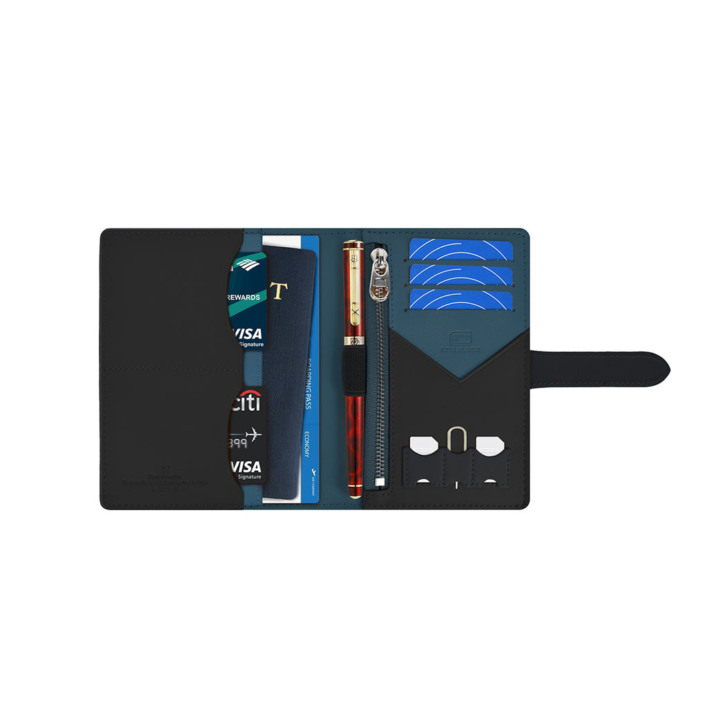 Wiwu Ambassador Passport Wallet Pasaport Kart Sim Bölmeli Cüzdan PU Deri Siyah