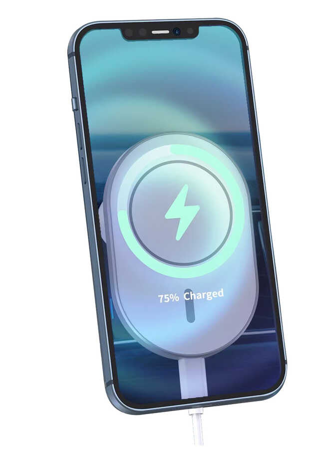 Wiwu CH-306 Magnetic Wireless Charging Car Mount Araç Telefon Tutucu Gümüş