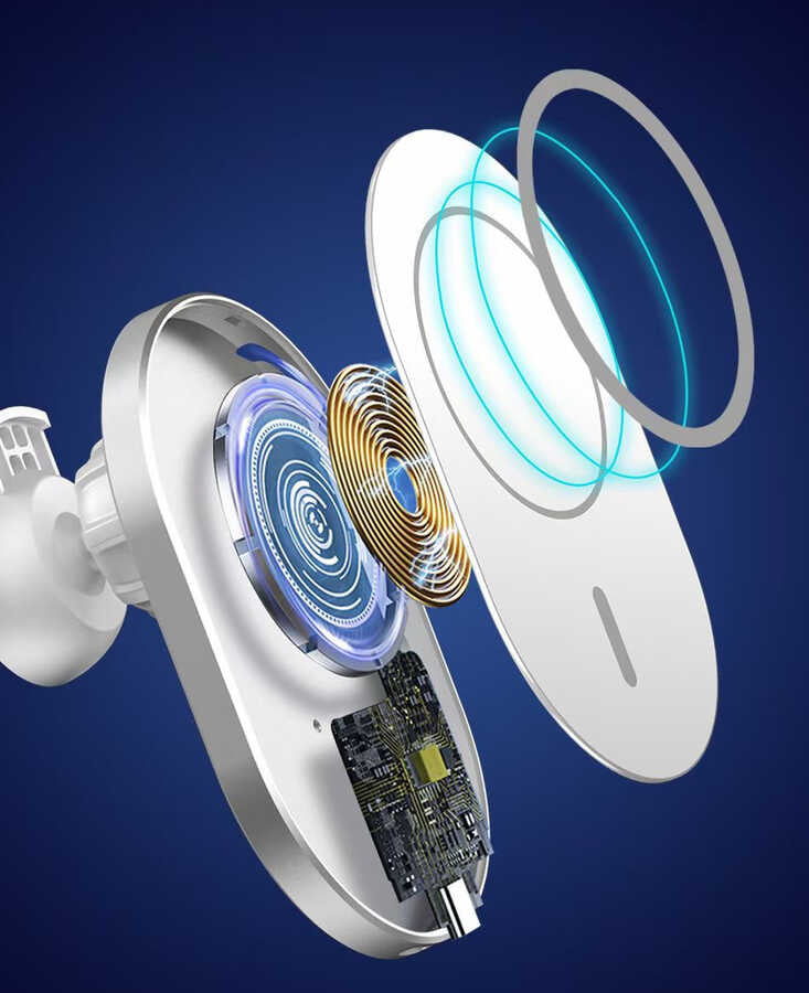 Wiwu CH-306 Magnetic Wireless Charging Car Mount Araç Telefon Tutucu Gümüş