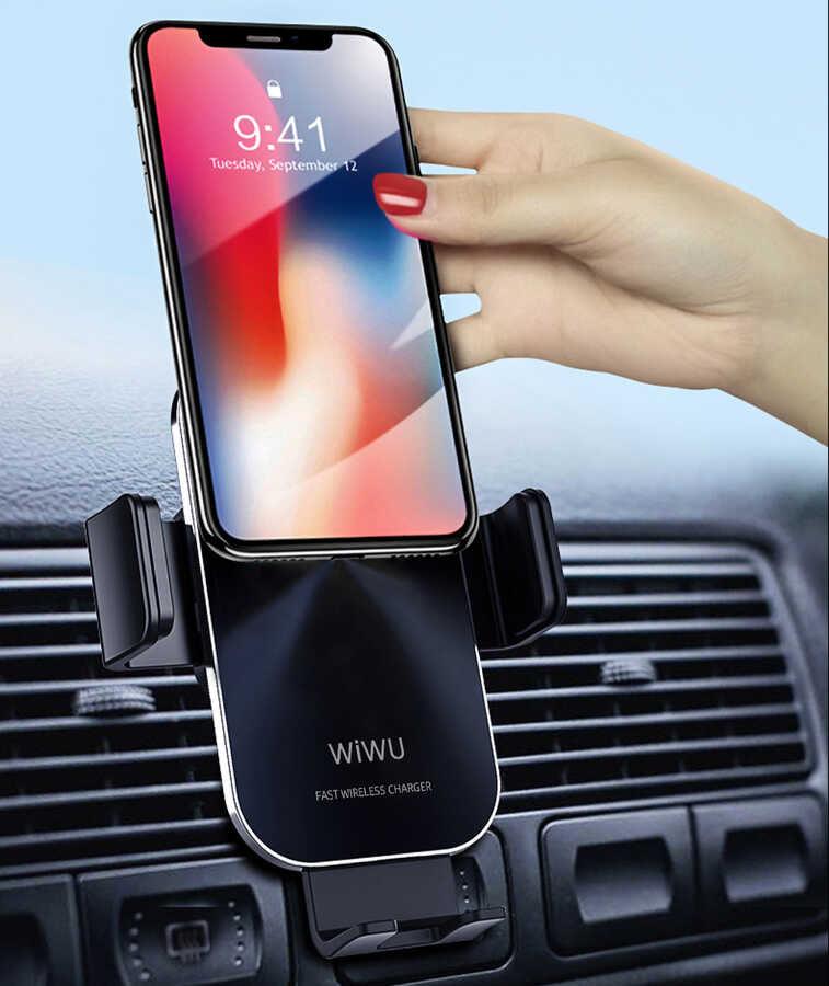 Wiwu CH-307 Liberator Wireless Charging Mount Araç Telefon Tutucu Siyah
