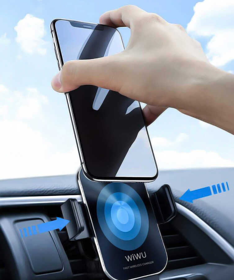 Wiwu CH-307 Liberator Wireless Charging Mount Araç Telefon Tutucu Siyah