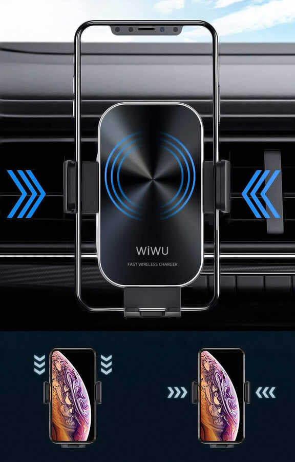Wiwu CH-307 Liberator Wireless Charging Mount Araç Telefon Tutucu Siyah