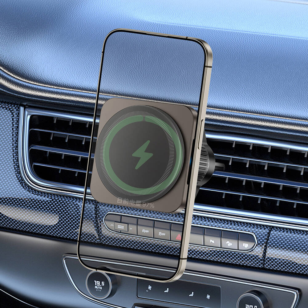 Wiwu CH-318 Magneto Serisi M-safe Şarj Özellikli Havalandırma Tasarım Araç Telefon Tutucu Siyah