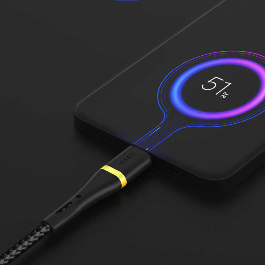 Wiwu ED-105 2 in 1 USB A- Type-C to Lightning Elite Data Kablo Siyah