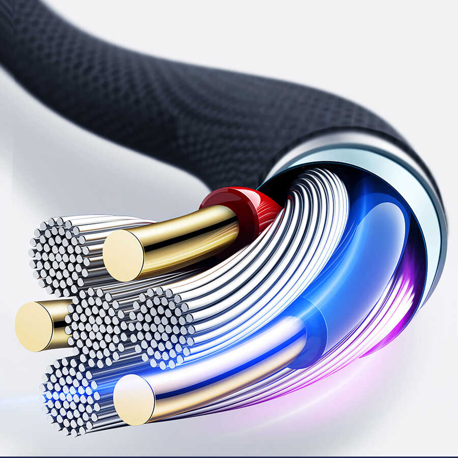 Wiwu ED-105 2 in 1 USB A- Type-C to Lightning Elite Data Kablo Siyah