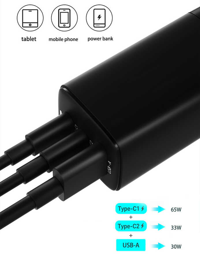 Wiwu GaN Tech GTC6521-65W Power Adaptör Beyaz