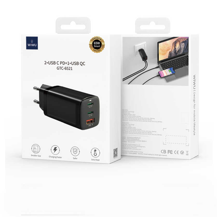 Wiwu GaN Tech GTC6521-65W Power Adaptör Siyah