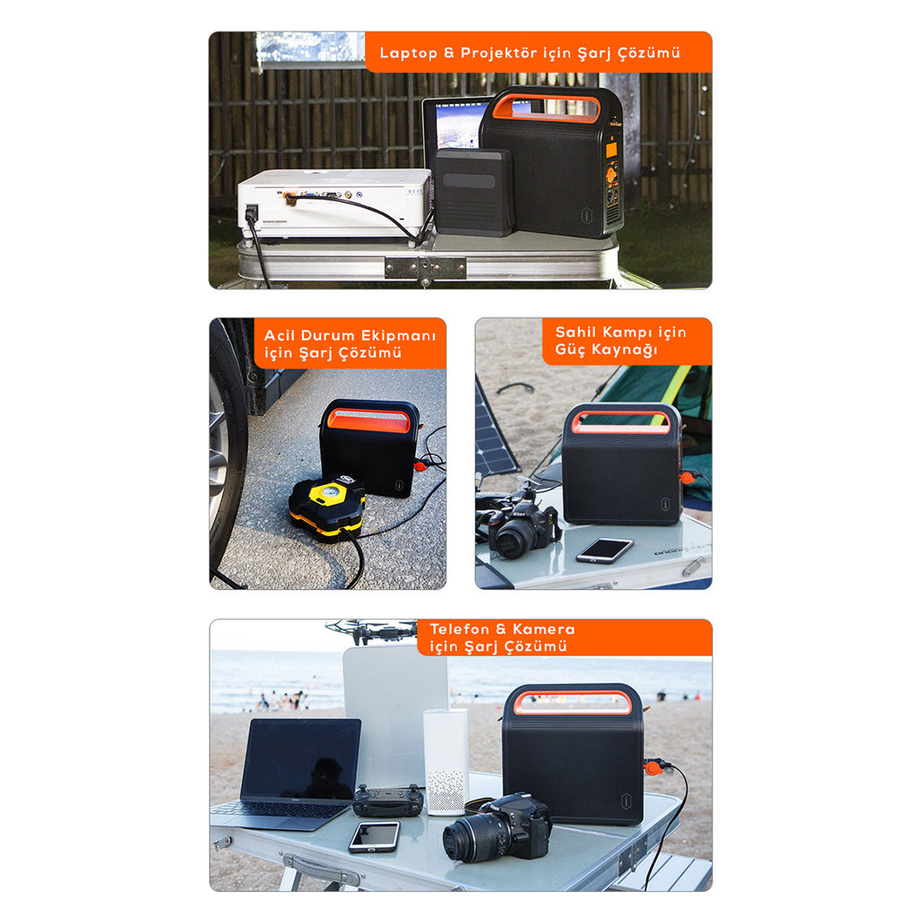 Wiwu JC-12 Dijital Ekran Lambalı Çoklu Priz ve Araç Şarj Portlu Taşınabilir Powerbank 300W 86400mAh Siyah