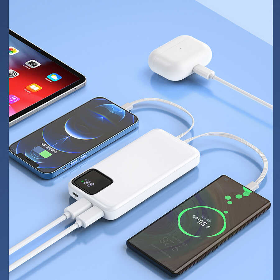 Wiwu JC-18 PD Hızlı Şarj Özellikli Led Göstergeli Powerbank 18W 10000mAh Beyaz