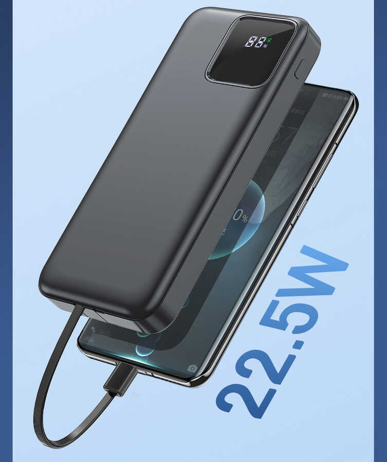 Wiwu JC-18 PD Hızlı Şarj Özellikli Led Göstergeli Powerbank 18W 10000mAh Siyah