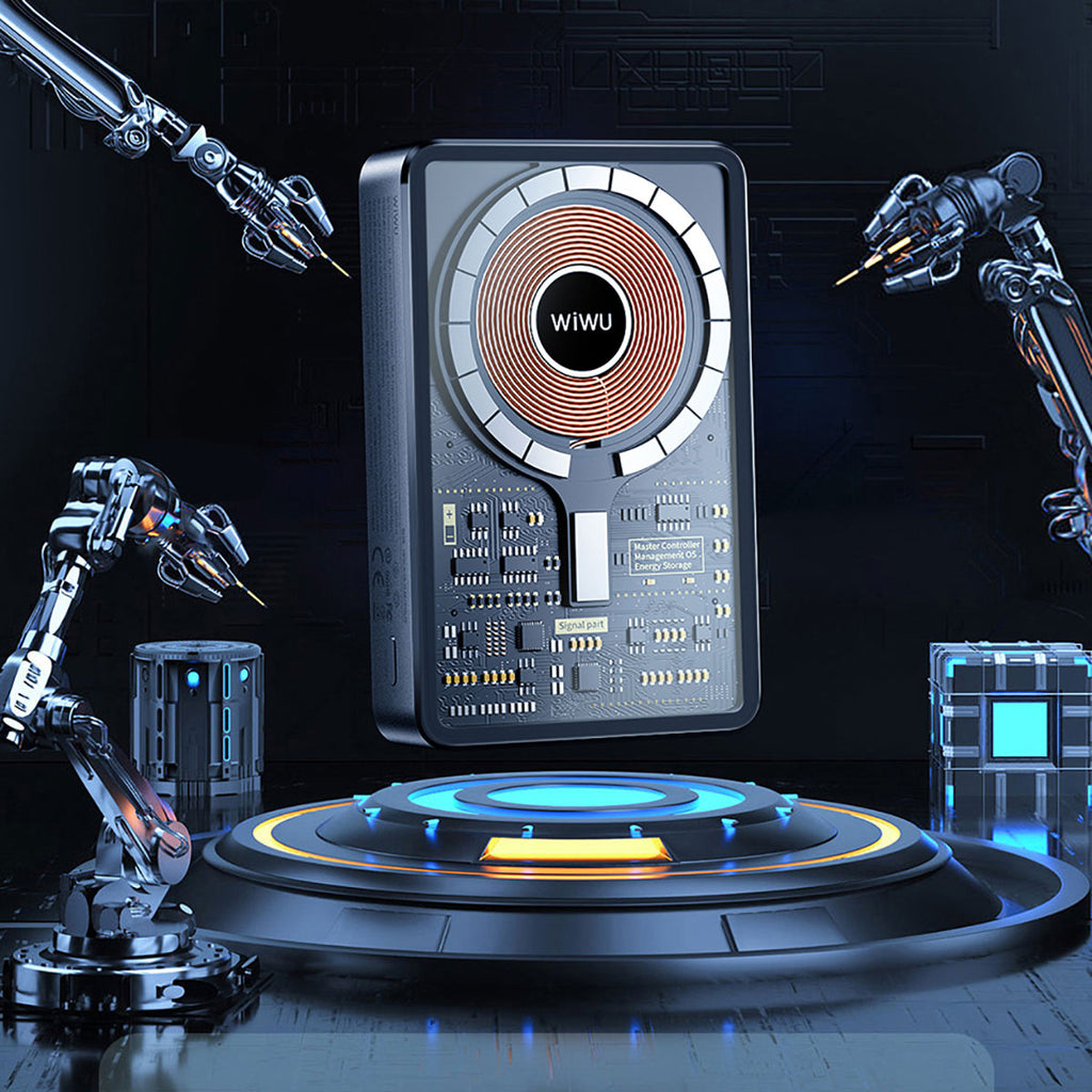 Wiwu JC-21 Hızlı Şarj Özellikli Şarj Göstergeli Standlı M-safe Wireless Powerbank 22.5W 10000mAh Siyah