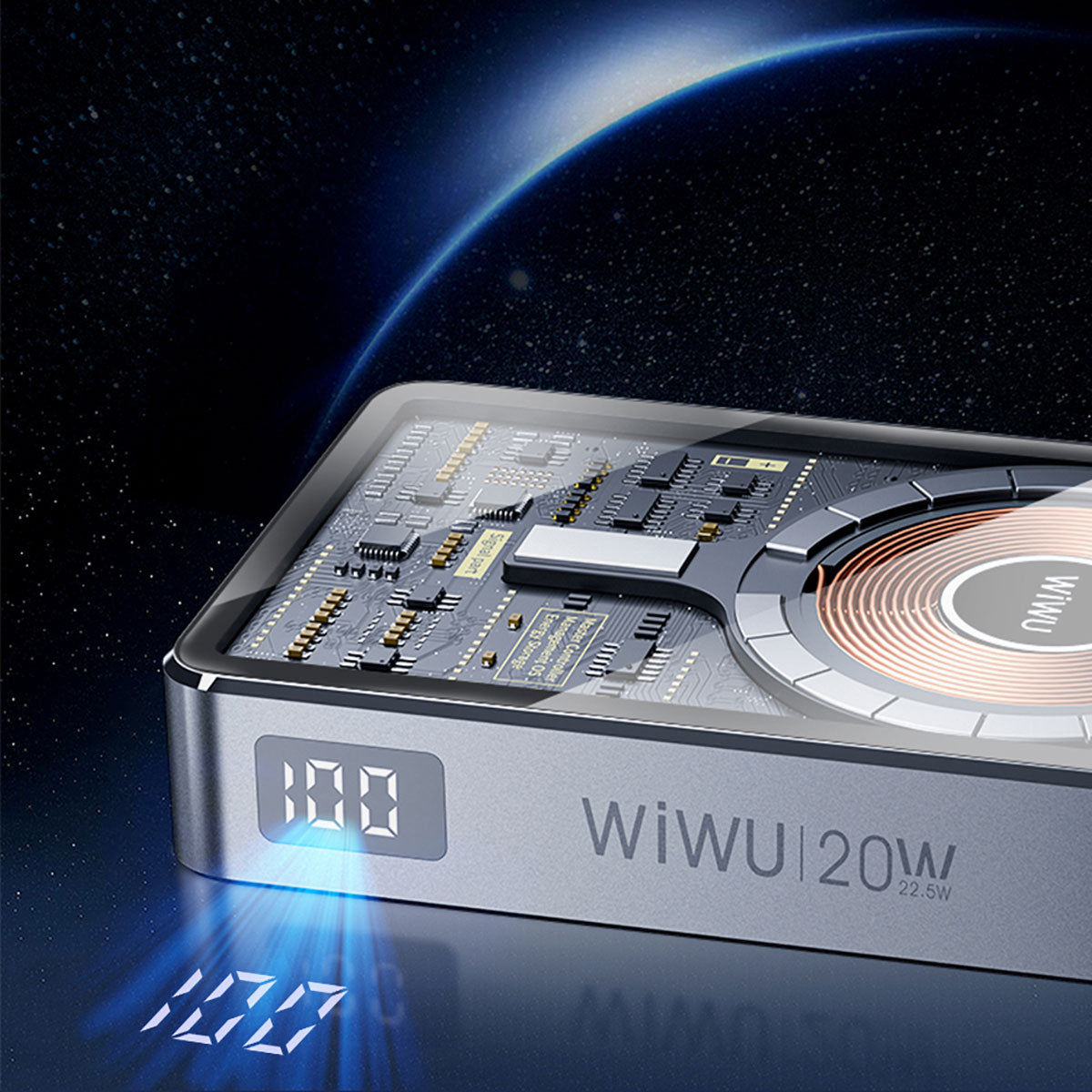 Wiwu JC-21 Hızlı Şarj Özellikli Şarj Göstergeli Standlı M-safe Wireless Powerbank 22.5W 10000mAh Siyah