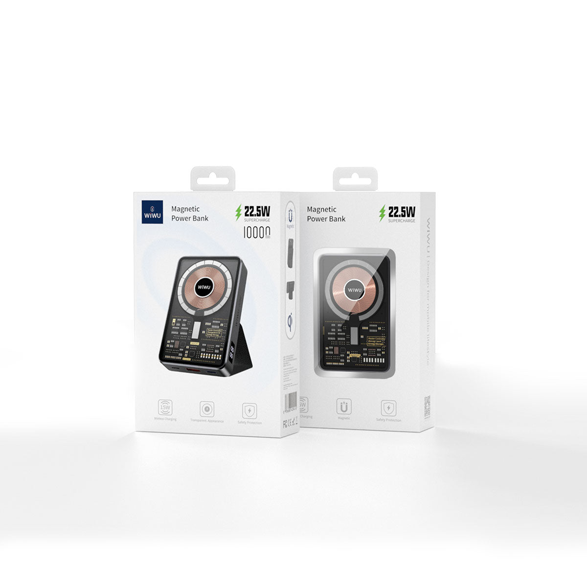 Wiwu JC-21 Hızlı Şarj Özellikli Şarj Göstergeli Standlı M-safe Wireless Powerbank 22.5W 10000mAh Siyah