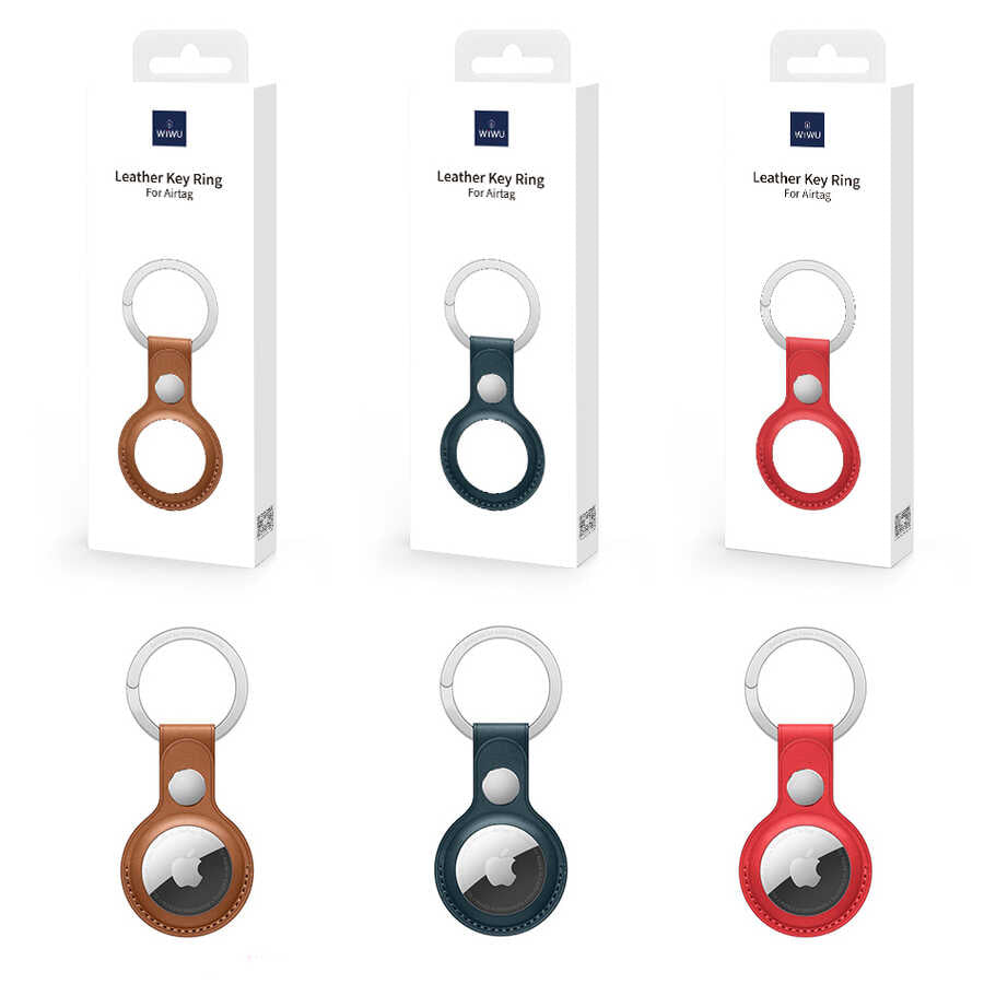 Wiwu Leather Key Ring Airtag Anahtarlık Kırmızı