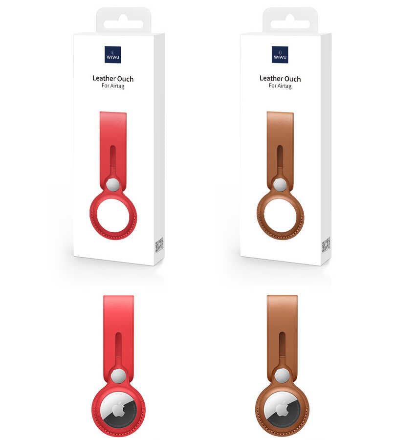 Wiwu Leather Ouch Airtag Anahtarlık Kırmızı