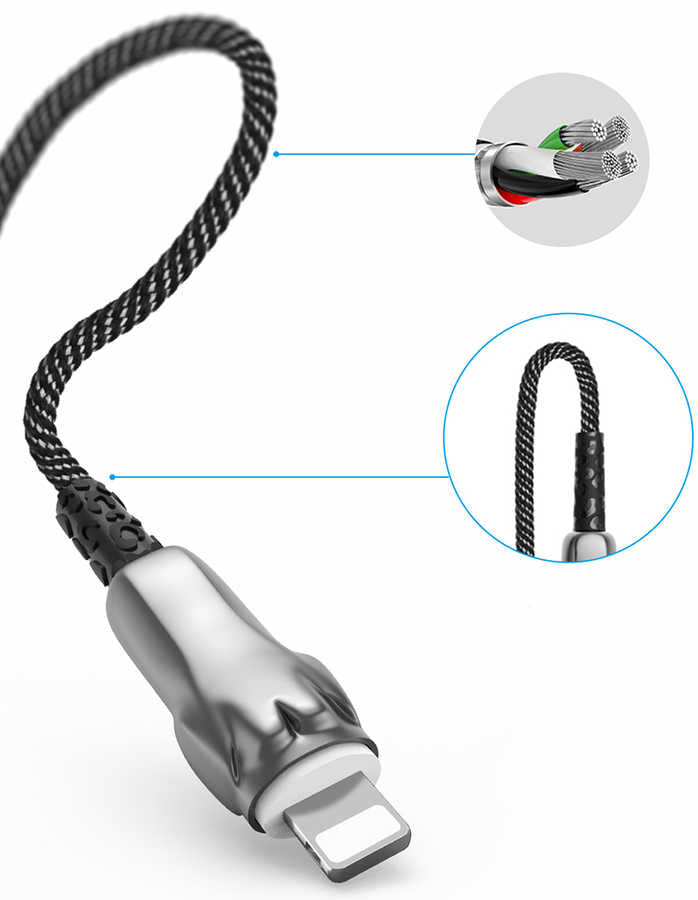 Wiwu Leopard Charging Synic Lightning Kablo Kırmızı