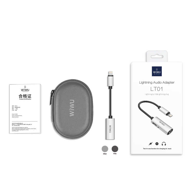 Wiwu LT01 Lightning Ses Adaptörü Gri