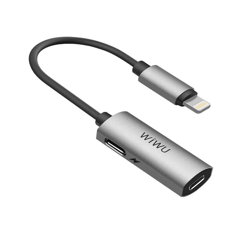 Wiwu LT02 Plus Lightning Ses Adaptörü Gri