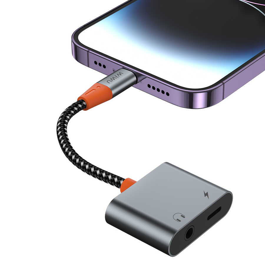 Wiwu LT07 Lightning To 3.5mm Aux Çevirici Ses Adaptörü Gri