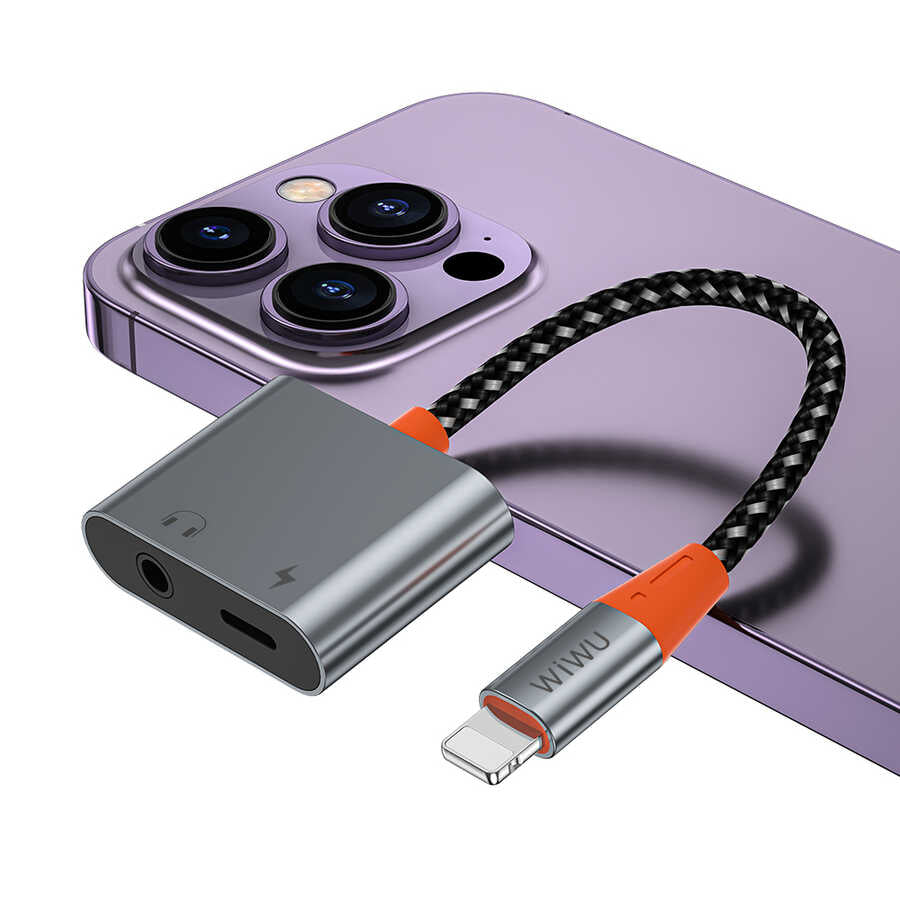 Wiwu LT07 Lightning To 3.5mm Aux Çevirici Ses Adaptörü Gri