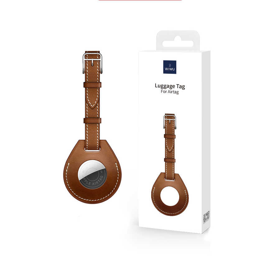 Wiwu Luggage Tag Airtag Anahtarlık Kahverengi