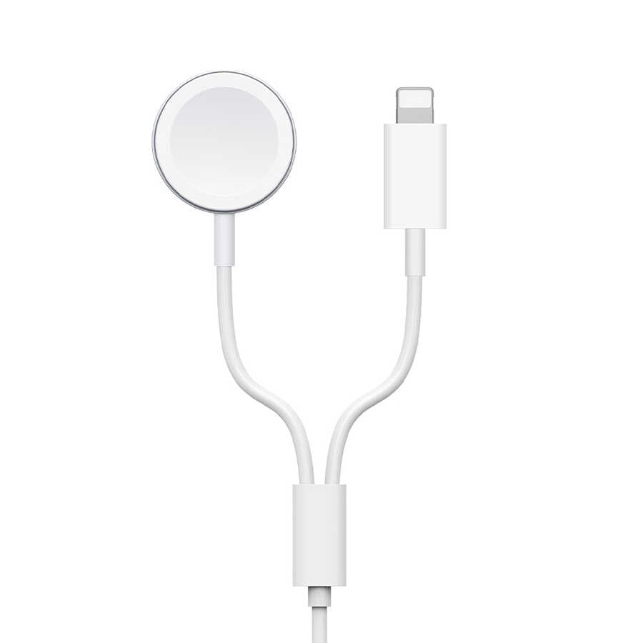 Wiwu M10 2 in 1 Wireless ve Lightning PD Şarj Kablosu Beyaz